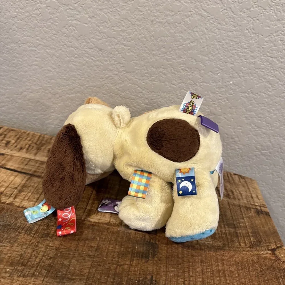 TAGGIES Plush Puppy Dog Tag n Go Pals Baby Lovey Satin Ribbon Comfort Toy Rattle